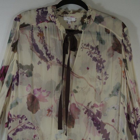 NEW REISS Rosa Romantic Floral Printed Blouse Size US 8 #337 - Picture 4 of 10